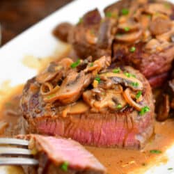 inside of Steak Diane after being sliced