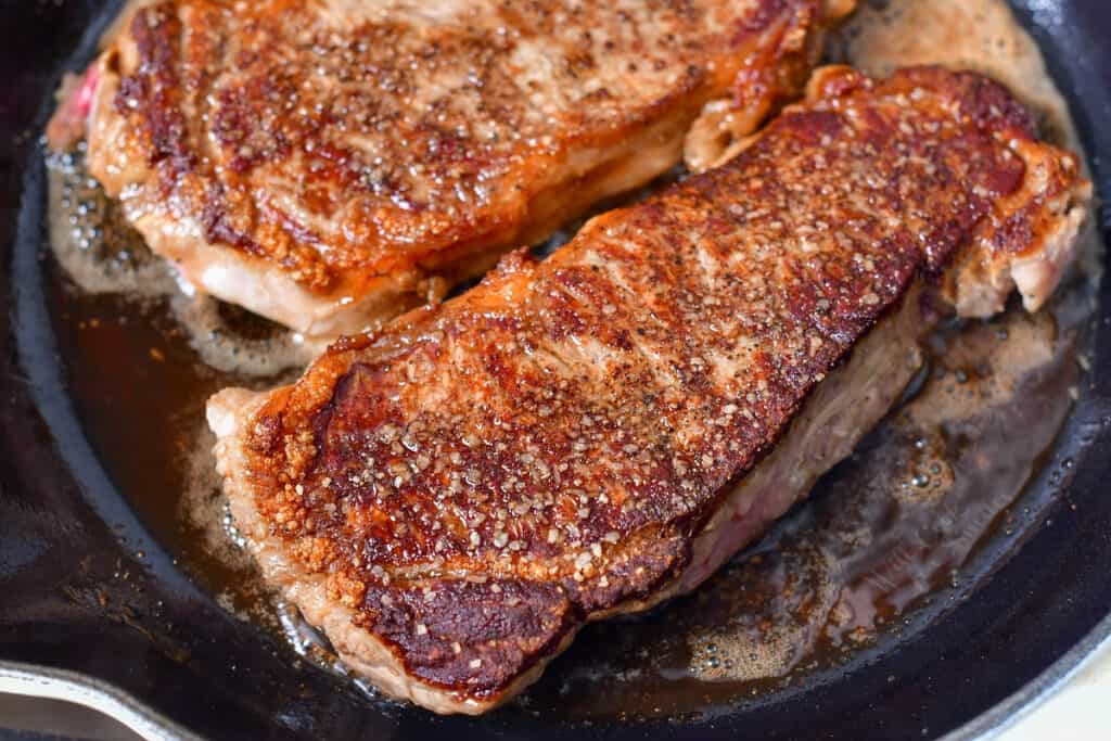 close up image of pan seared steak
