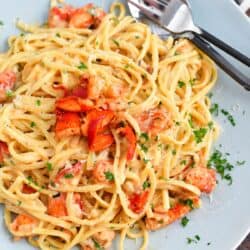 plate of lobster pasta