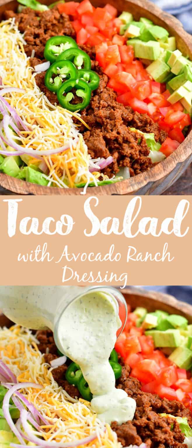 Taco Salad Recipe with Avocado Ranch Dressing - Will Cook For Smiles