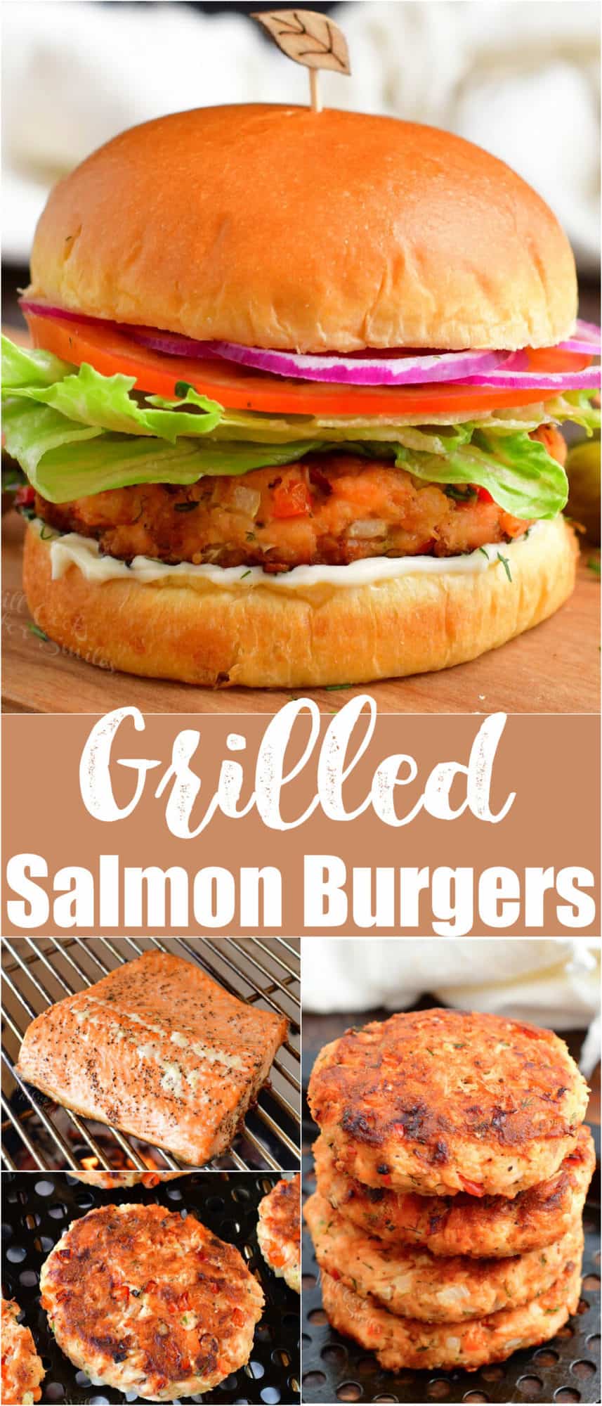 Grilled Salmon Burgers Made With Homemade Grilled Salmon Patties