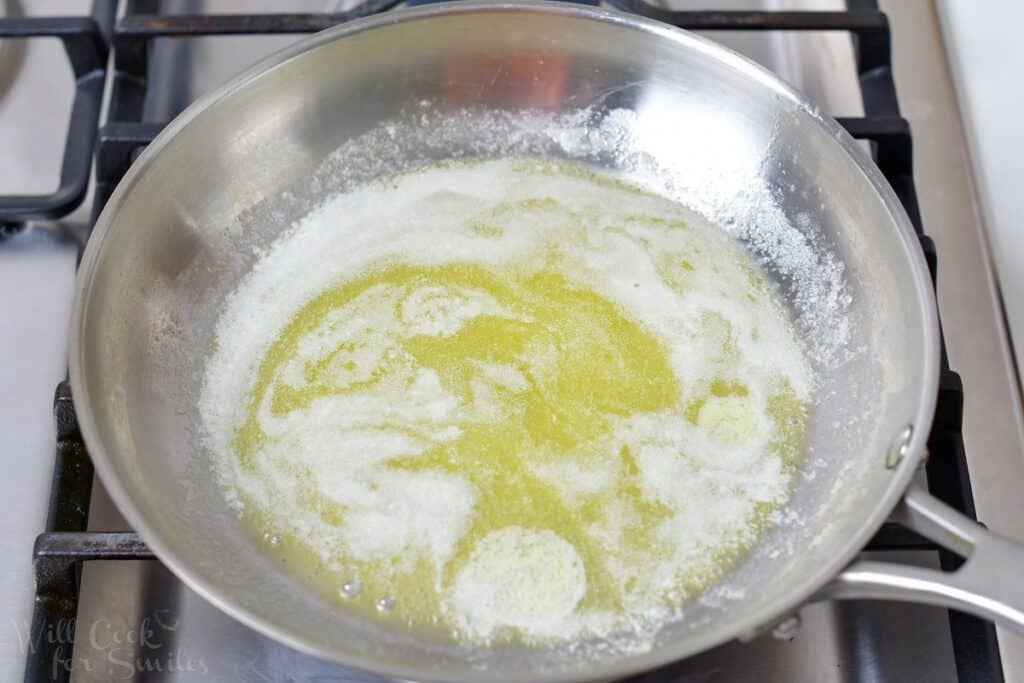 melted butter in a pan