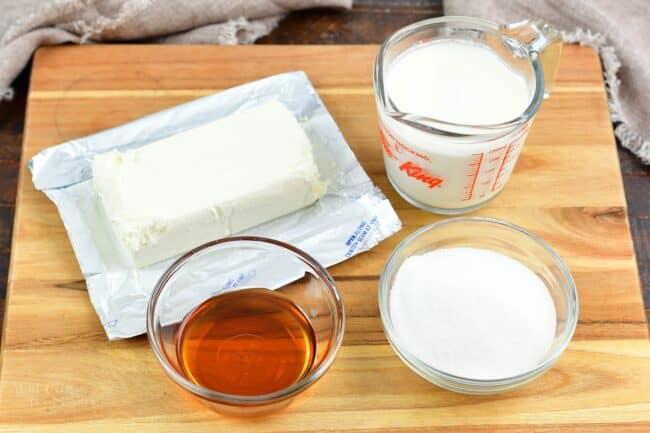 ingredients for maple cream cheese frosting