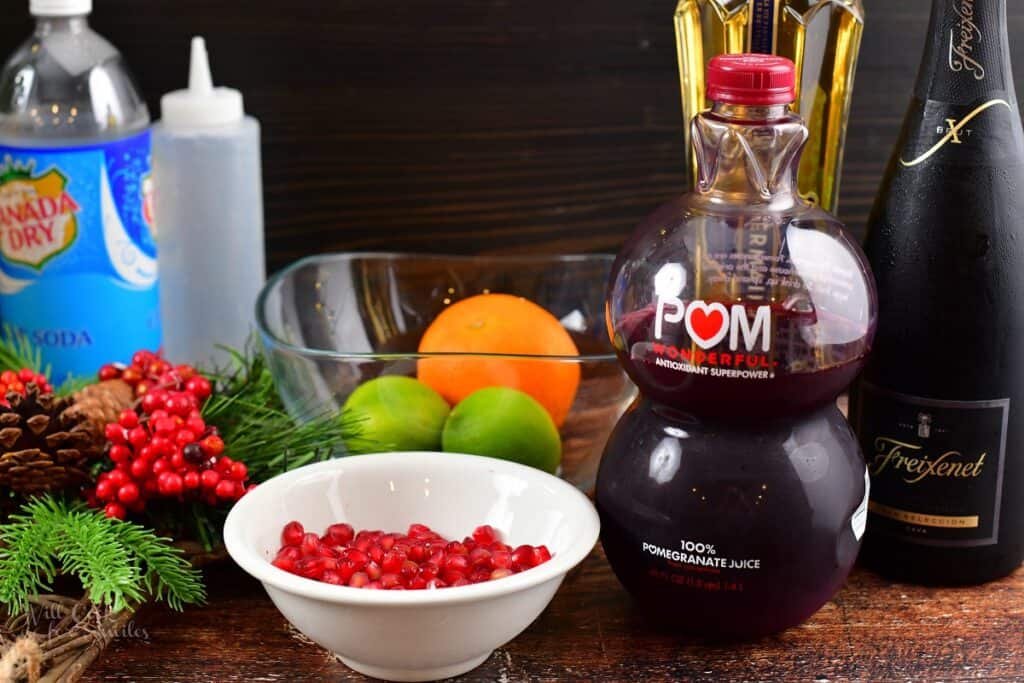ingredients for the pomegranate champagne punch
