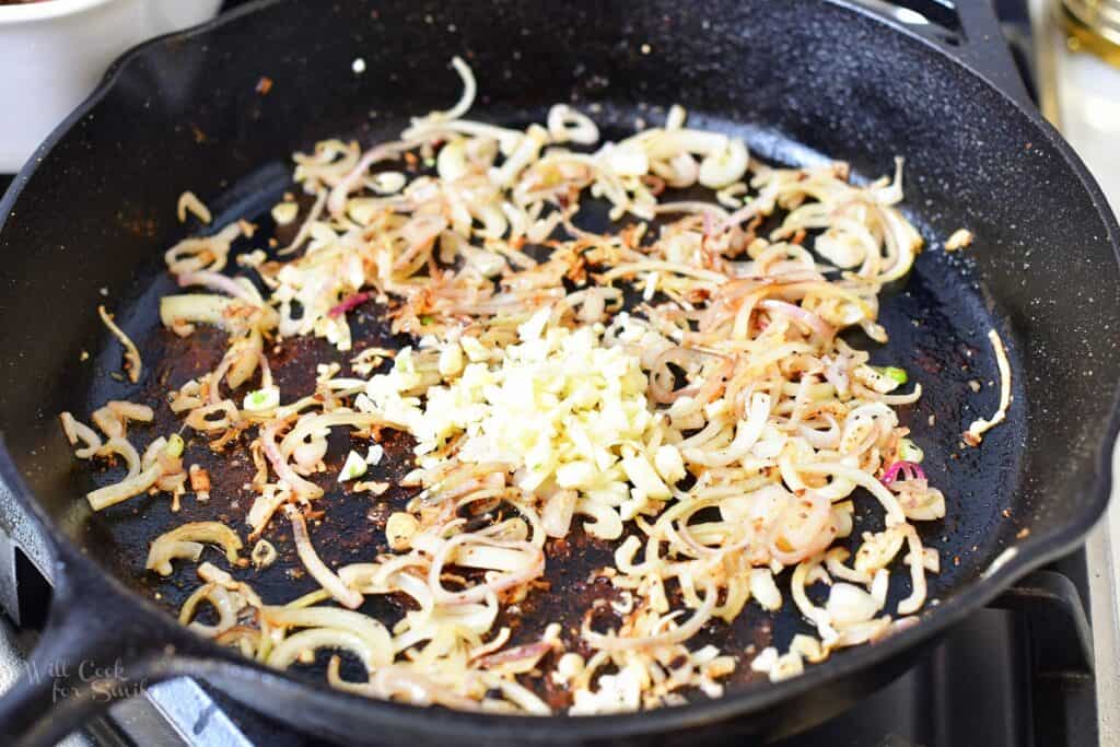 sautéed shallots and added minced garlic in a pan