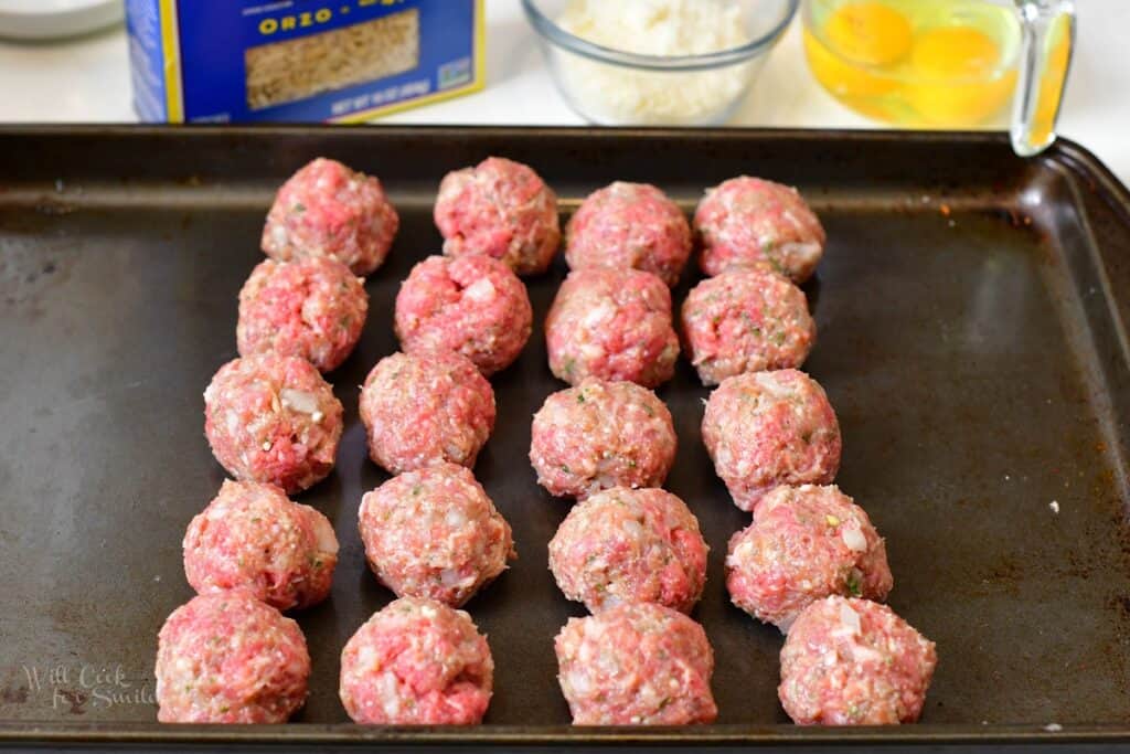 rolled meatballs on the tray