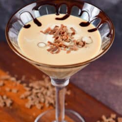 top look at the chocolate martini in a glass with chocolate rim