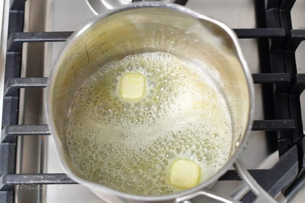 melting butter in a sauce pot