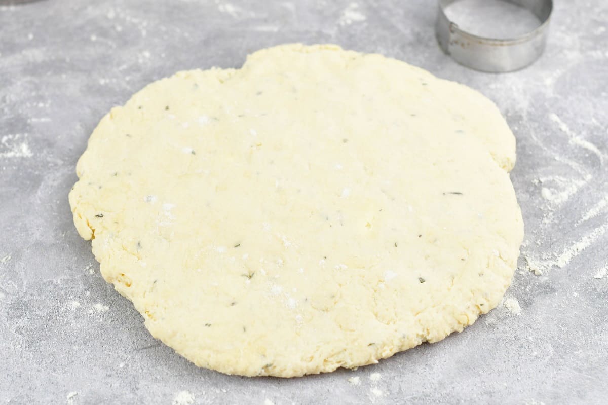 biscuit dough shaped into a circle