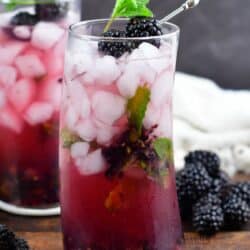 tall glass filled with blackberry cocktal