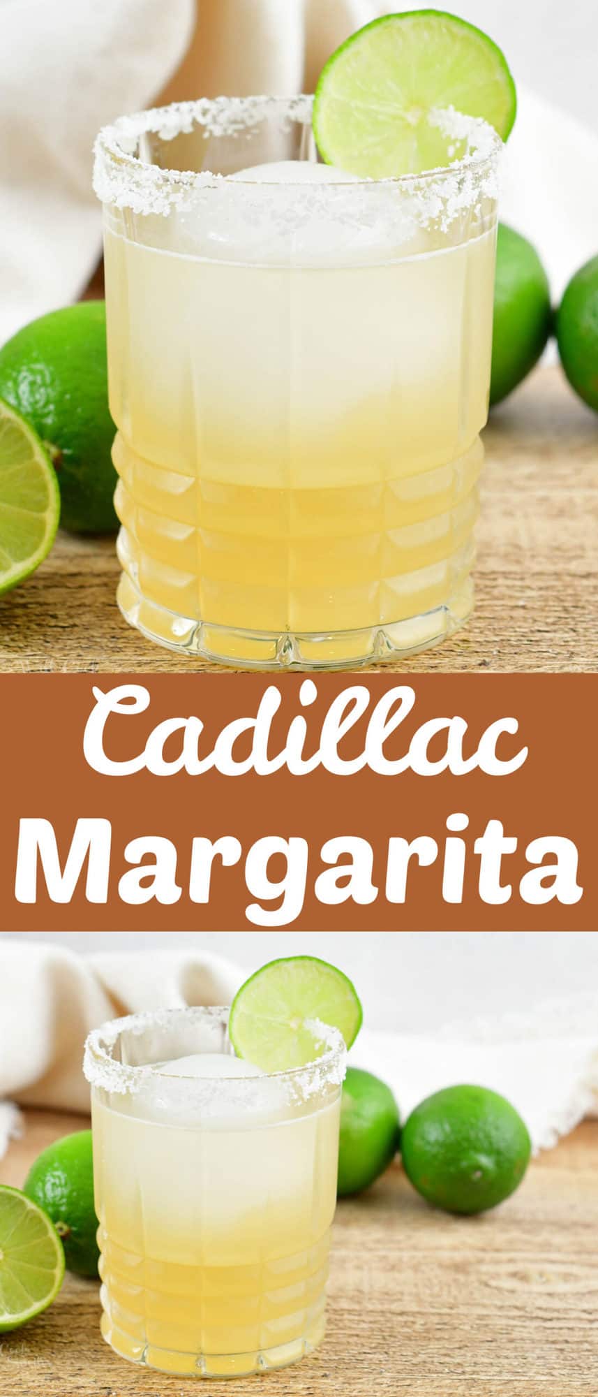 two image and title collage of margarita cocktail in the glass with salt