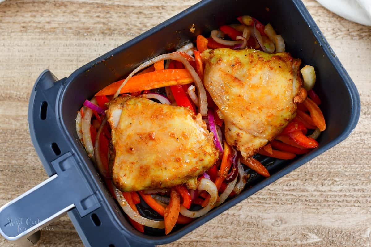 almost done chicken thighs in air fryer basket