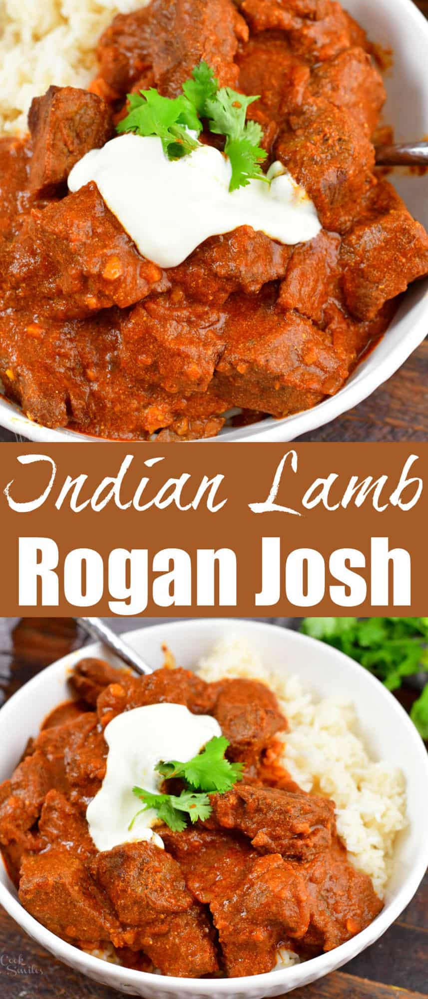 collage of two closeup images of lamb Rogan Josh