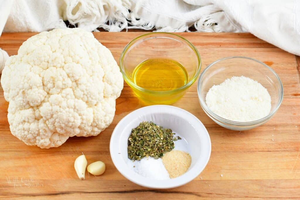 ingredients for making whole roasted cauliflower
