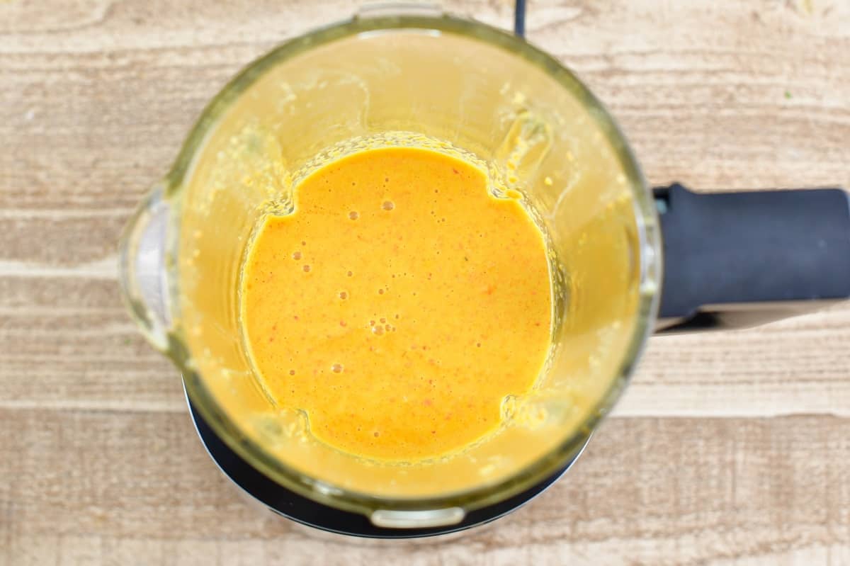 blended ginger dressing in the blender