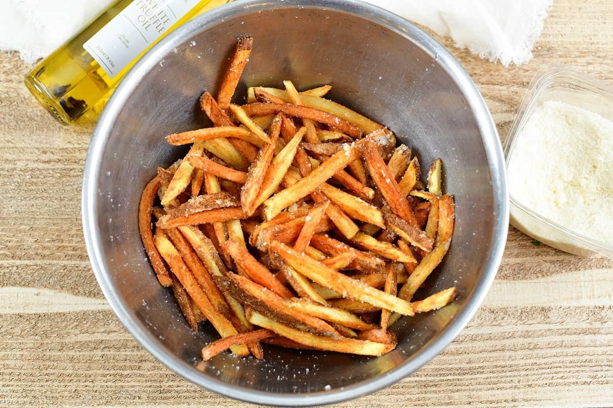 fried tossed with truffle oil and parmesan cheese