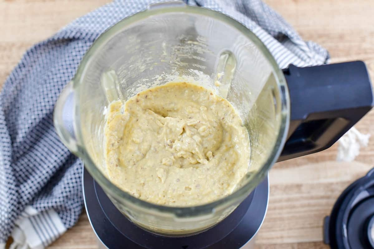 blended baba ghanoush dip in the blender