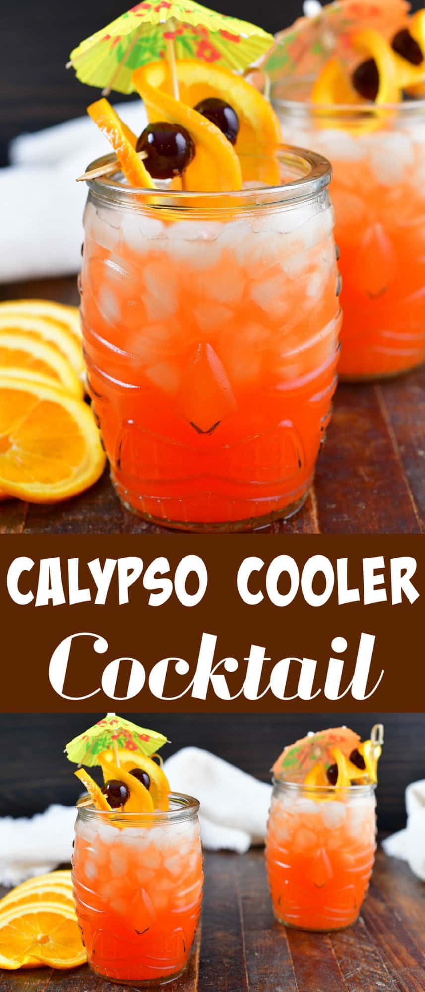 collage or two images of calypso cooler rum cocktail