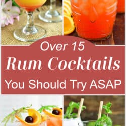 Collage of four rum cocktails and title
