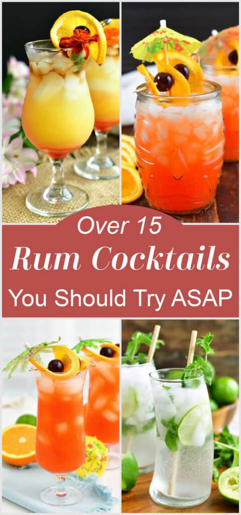 Collage of rum cocktails 