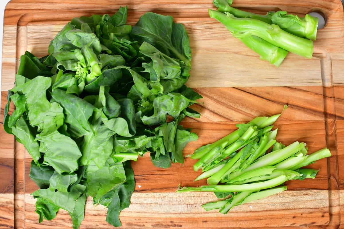 Chinese broccoli cut and chopped