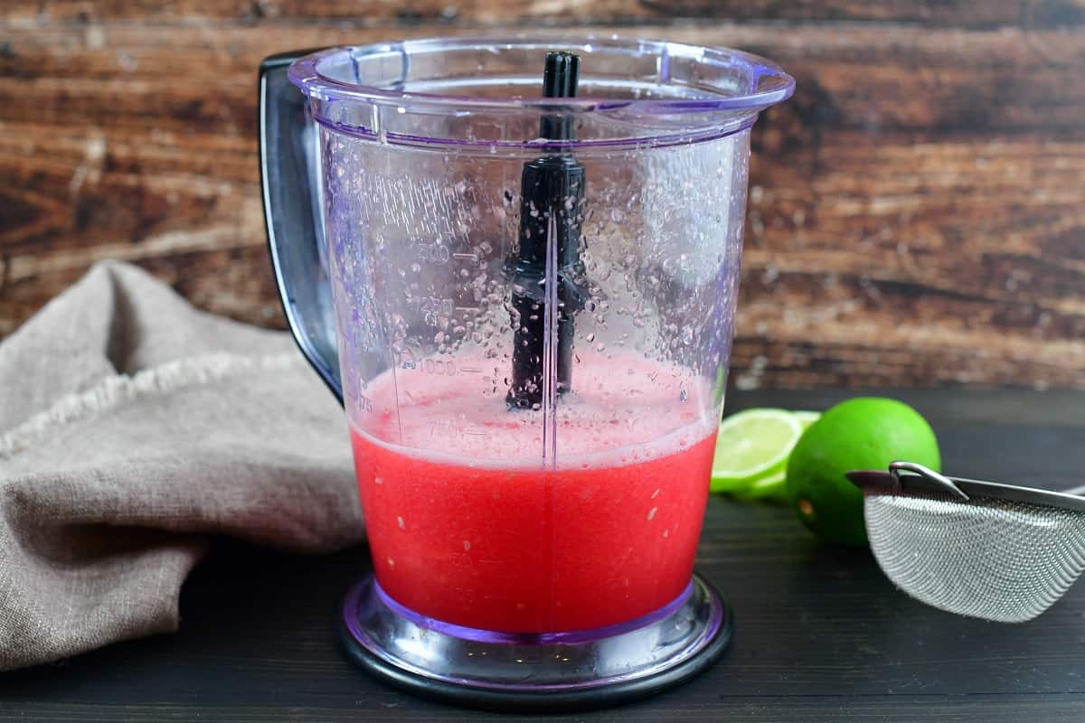 blended watermelon in a blender