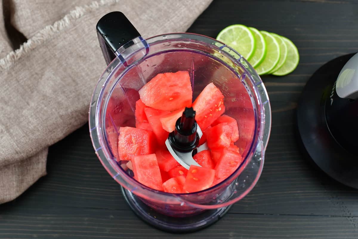 watermelon chunks in a blender