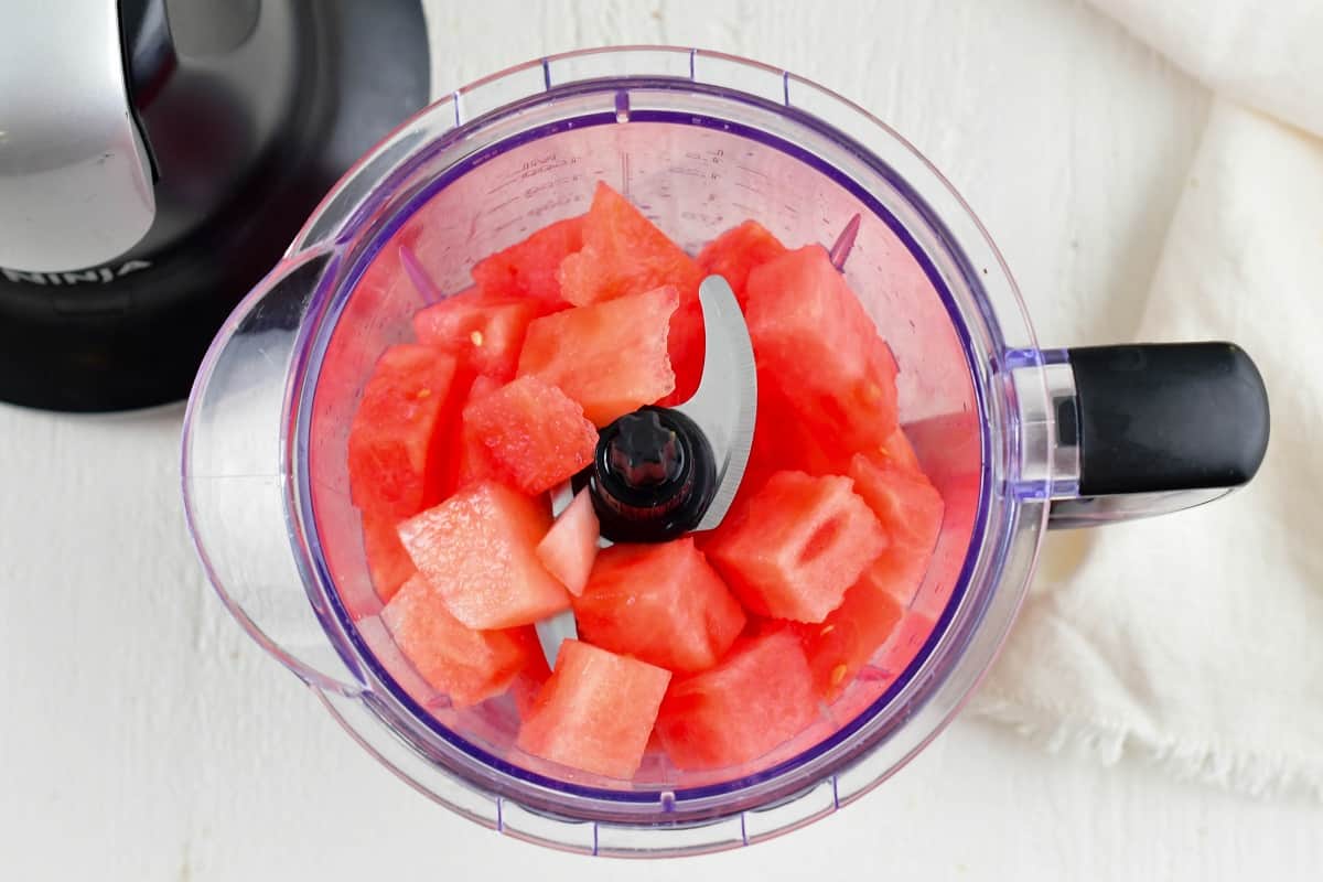 watermelon chunks in a blender