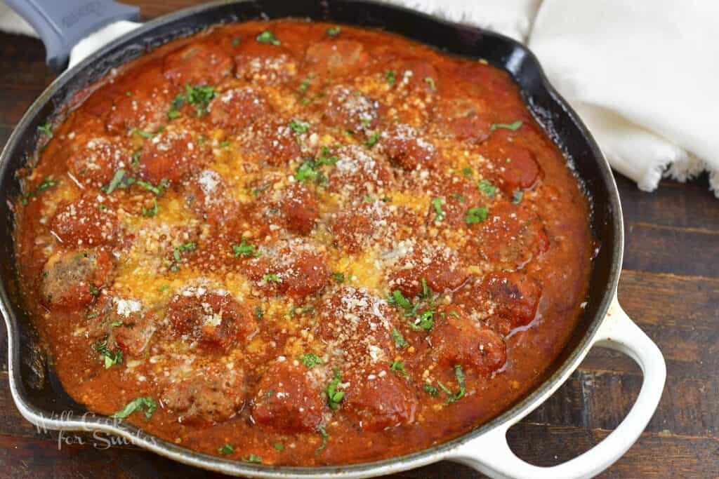 cooked Italian meatballs in marinara sauce