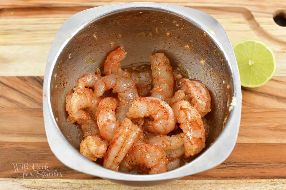 shrimp in marinade in a bowl