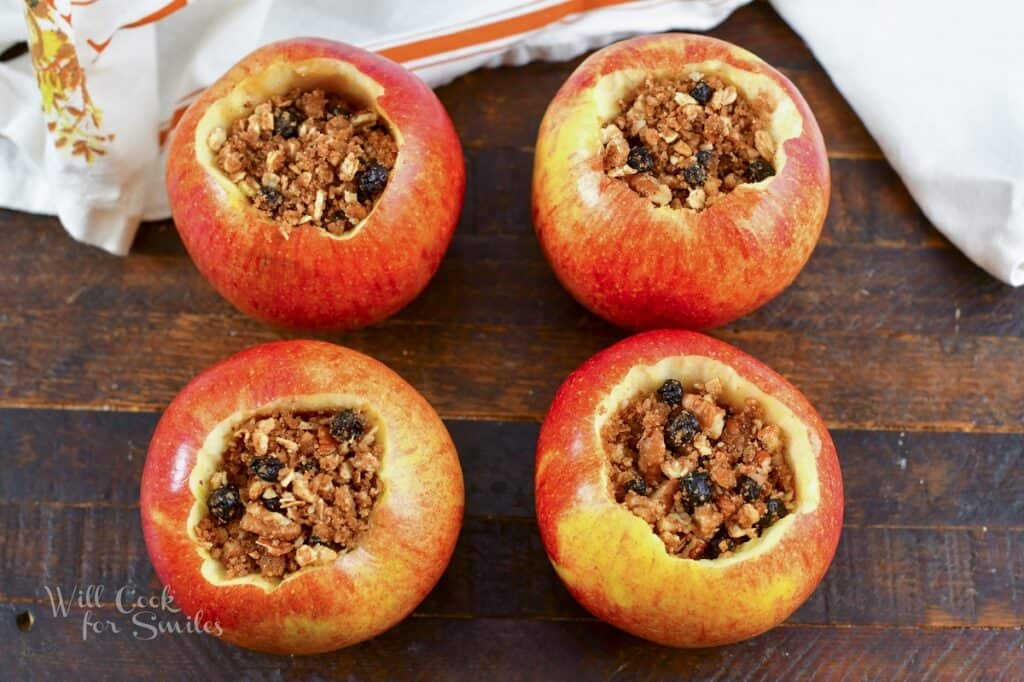 four apples filled with filling