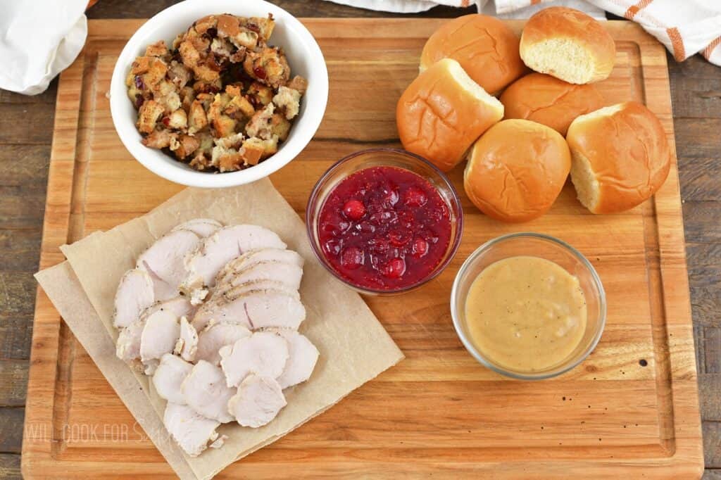 ingredients to make leftover turkey sliders.