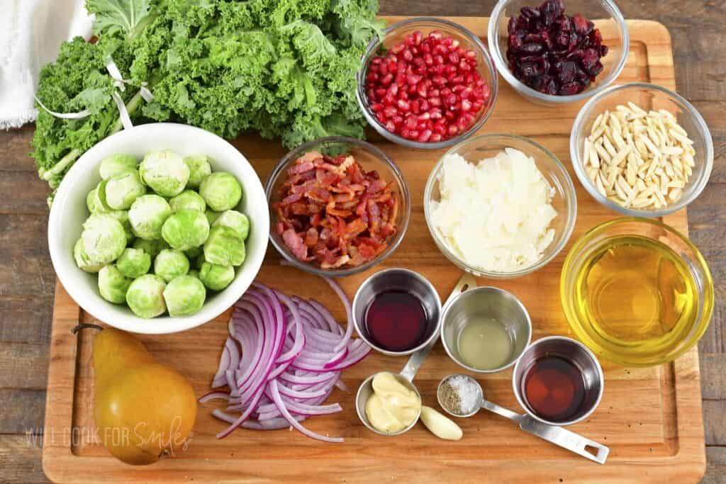 ingredients for thanksgiving salad on cutting board.