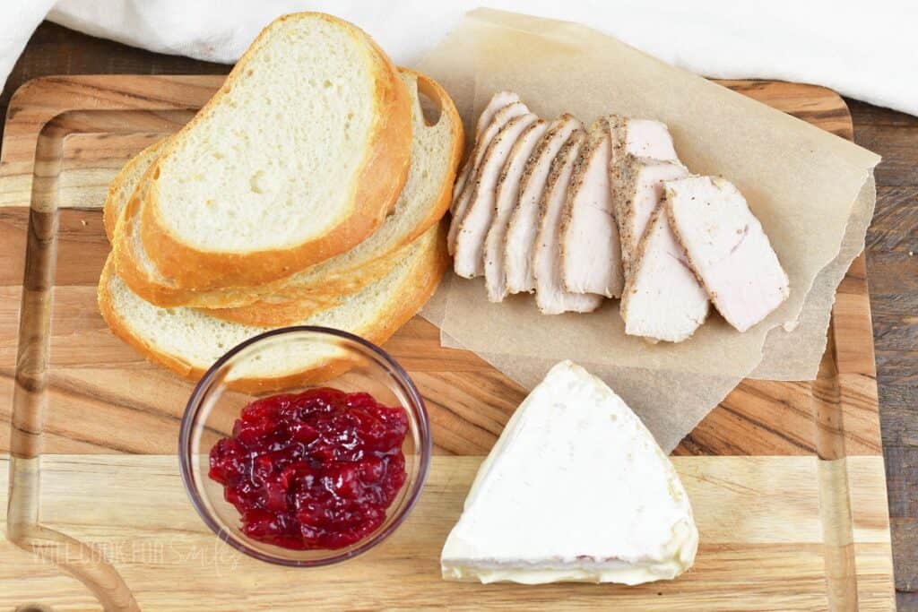 ingredients for Turkey Cranberry Brie Grilled Cheese.
