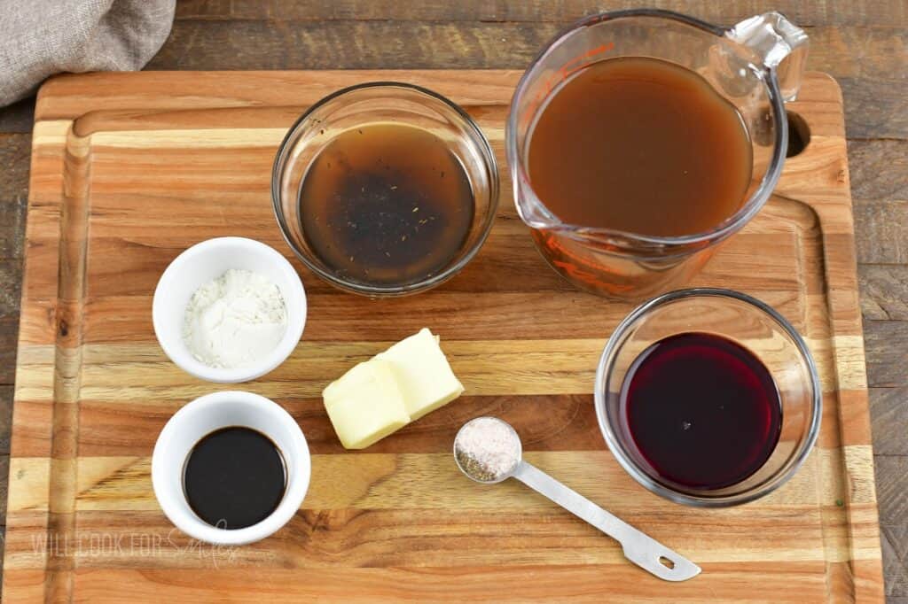 ingredients for au jus on the cutting board.