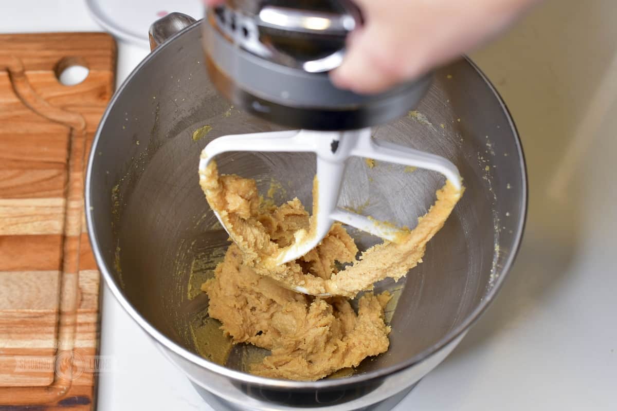 creaming butter and sugar in a mixer.