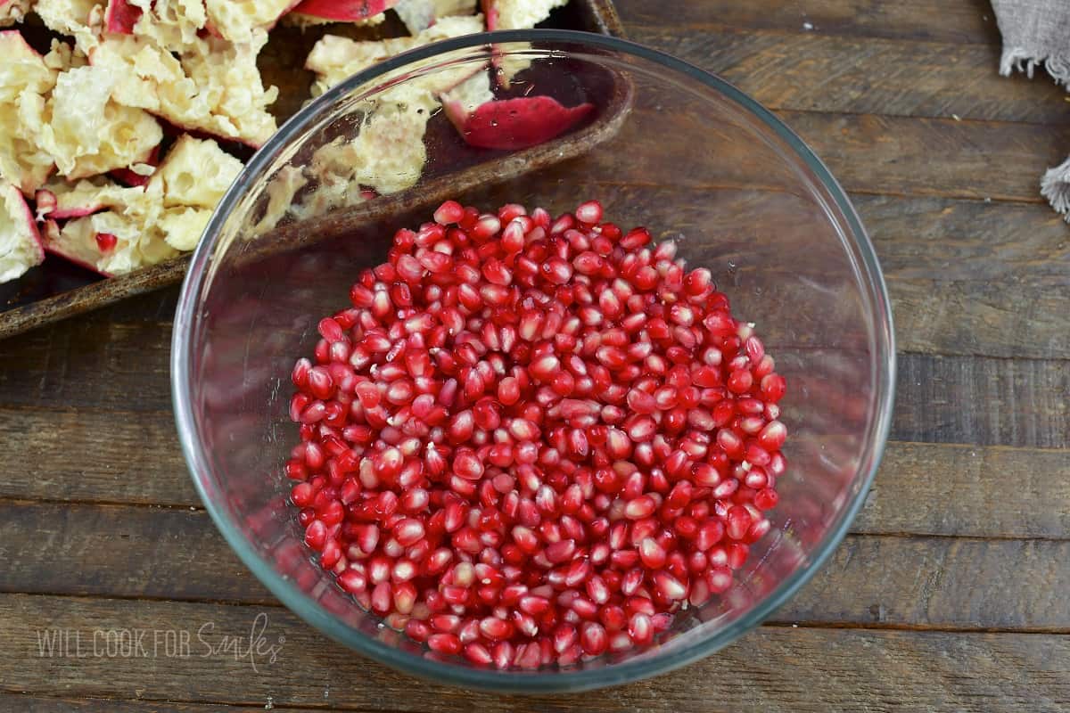 pomegranate seeds in the bowl.