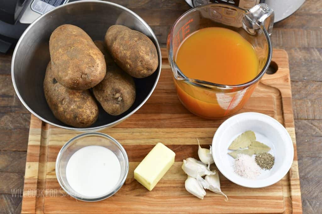 ingredients to make mashed potatoes.