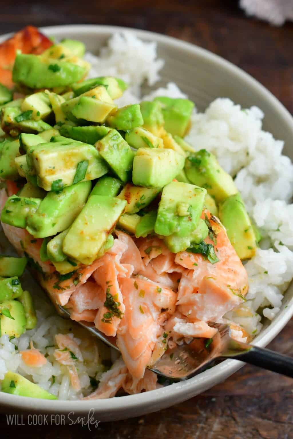 Avocado Salmon Rice Bowl - Will Cook For Smiles