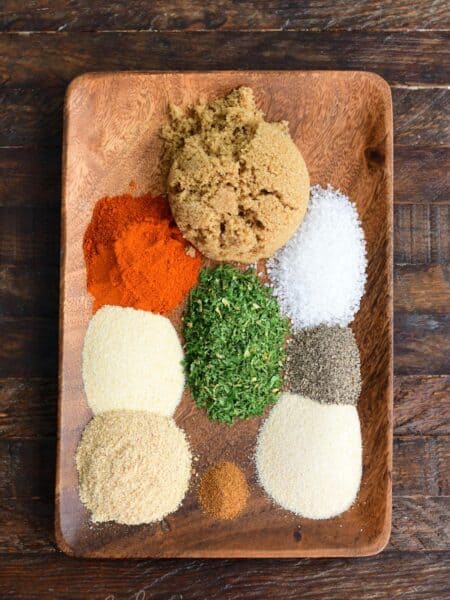 unlabeled labeled ingredients to make homemade pork rub.