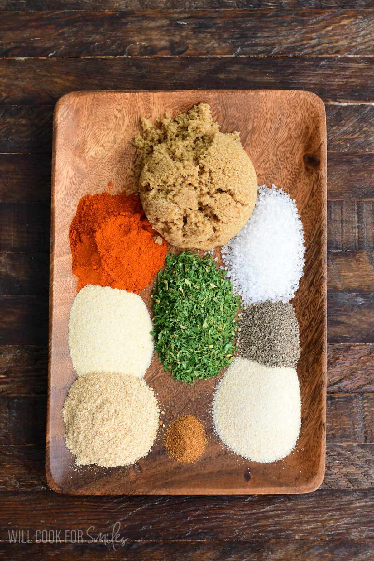 unlabeled labeled ingredients to make homemade pork rub.