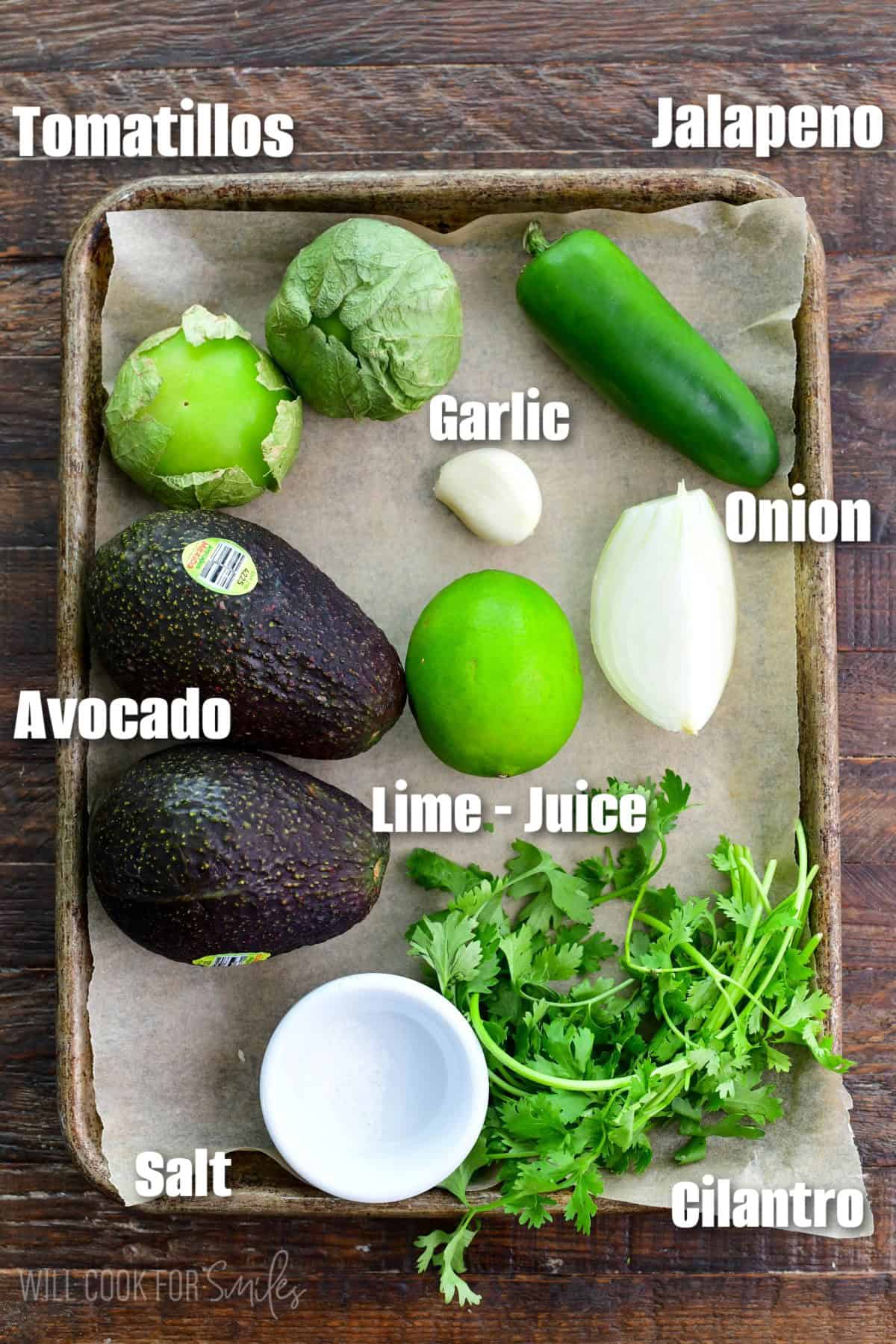 labeled ingredients to make Oaxacan guacamole from scratch.
